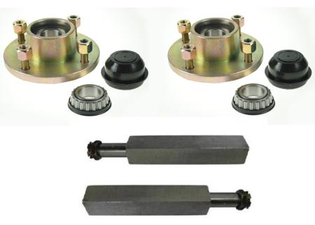 A Pair of Trailer Wheel Taper Hubs 4" PCD with Stub Axles